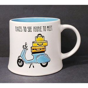 I Love It "Places to See People To Meet" 20 oz. Coffee Mug Cup White & Blue